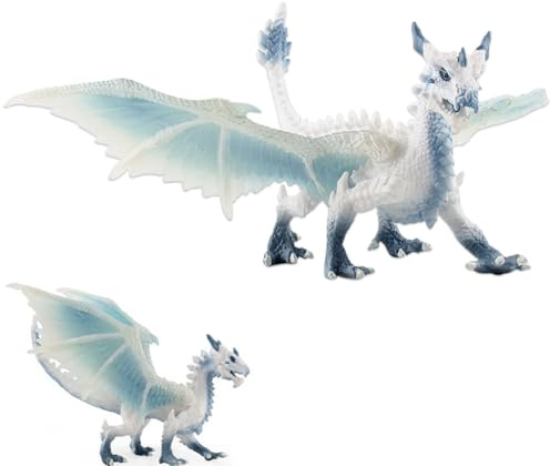 SZJFYMQ Statua Drago, 19 cm Resina Blu/Bianco Drago su Albero Ornamento Drago, Regalo da Collezione Fuso in resina di alta Qualità Adecuado para regalos