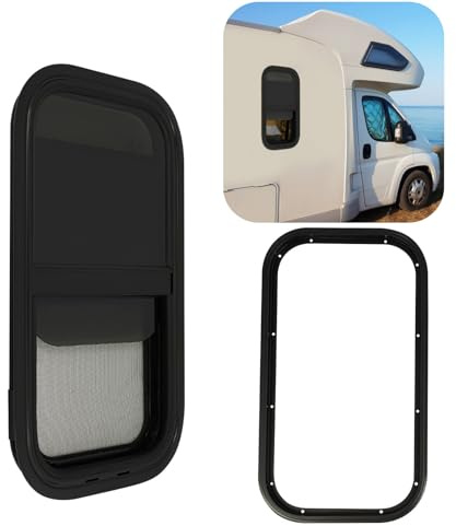 HUOMMGS Wohnmobilfenster 300 x 550mm Schiebefenster Gehärtetes Glas Camperfenster Upgrade Wohnmobil Fenster mit Fliegengitter Modern Wohnwagenfenster RV Ausstellfenste für Wohnwagen