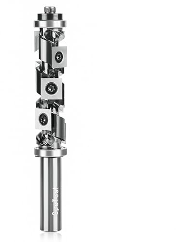 SpeTool Fresa de enrasado, fresa reversible, 12 mm, vástago VHM, fresa helicoidal, fresa para fresa superior, 19 mm de diámetro de corte, fresadora de enrasado, rodamiento de bolas superior e inferior