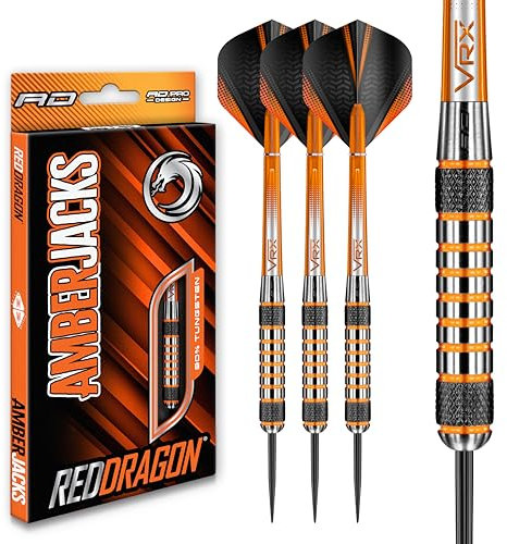 RED DRAGON Darts – Amberjack 7 Serie 26g Stahlspitze Dart-Set mit Dart Flüge und Dart Schäften