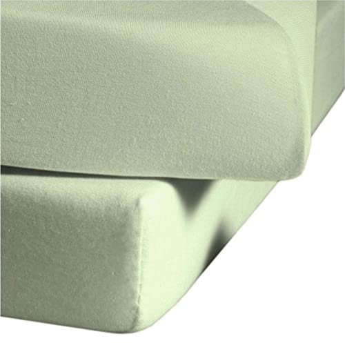 fleuresse Jenny C klassisches Jersey-Spannlaken, 100% Baumwolle, mit praktischem Rundumgummi, Fb. Jade, Größe 100 x 200 cm, auch passend für 90 x 190/200