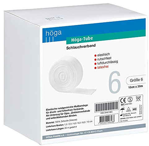 Höga Tube Schlauchverband elastisch rutschfest luftdurchlässig Größe 6 10 cm x 20 m, Weiß