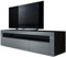 Vladon Lowboard Valencia, Made in Germany, TV-Kommode mit 1 offenem Fach und 2 Klappen, Schwarz matt/Grau Hochglanz/Grau Hochglanz (155 x 46 x 40 cm)