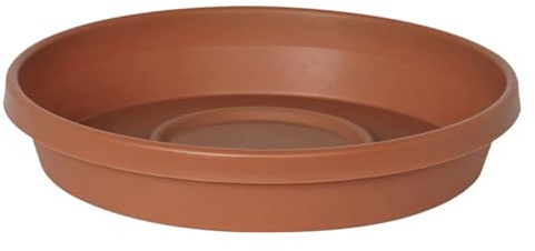 Bloem 8 Terra Round Plant Saucer, Lightweight UV-Resistant Resin Outdoor & Indoor Flower Pot Tray - Traditional Design and Durable for Garden and Home Décor - Fits 8-inch Planter Pots, Terra Cotta