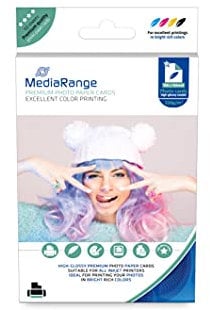 MediaRange 100 x 150mm Fotopapier-Karten für Tintenstrahldrucker, hochglänzend, 220g, 50 Blatt