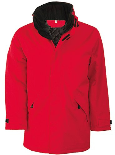 Kariban Mens Parka Performance Jacket (2XL) (Red/Black)