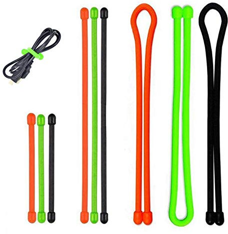 Cable Tie, Reusable Rubber Twist Tie 3, 6, 12 Coloured Cable Straps Clips Rubber Straps Holder for Cord Management Cording Hanging (9 Pieces)