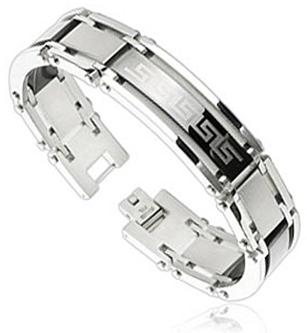 Bungsa ARMBAND Damen silber - TRIBAL Edelstahl-Armband für Damen & Herren - Steel Armband für Frauen & Männer - 22 x 15 cm - mit hochwertigem Verschluss - Bracelet Herren und Damen