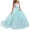 TTYAOVO Filles Sol Longueur Dentelle Princesse Mariage Robe Tulle Robe (Taille160) 12-13 Ans 406 Bleu