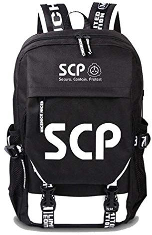 WANHONGYUE SCP Anime Cosplay Rucksack Schultasche Laptop Backpack mit USB-Ladeanschluss Schwarz / 11