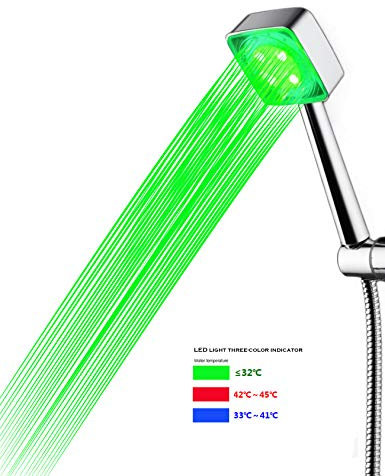 Bestgift Alcachofa de ducha LED con cambio de color de presión de color automático, seguridad sin electricidad, requiere regulación de temperatura