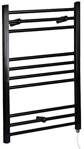 Milano Nero 400W Black Straight Bar Electric Heated Towel Rail - 800mm x 500mm