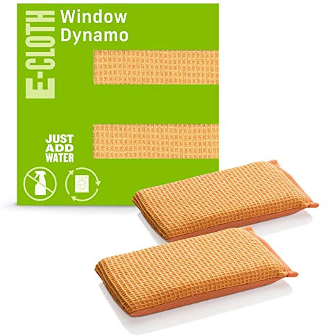 E-Cloth Window Dynamo, Premium Microfibre Glass and Window Cleaner Sponge, Great for Shower Glass Doors, Indoor & Outdoor Windows and Car Windshield, Washable and Reusable, 100 Wash Promise, 1 Pack