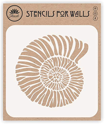 Fossil Shell Schablone 21,59 x 21,59 cm (L) - Jurassic Nautilus Shell Ammonit Fossil Schablonen Schablone zum Malen