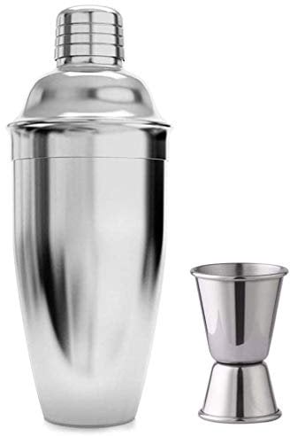 Cocktail Shaker, Cocktail Maker Set, 750 ml Cocktail Shaker Strainer Bartender Mixer Tool Home Liquor Cobbler Shakers with Stainless Steel Jigger for Martini Drink Cocktail Making Kit