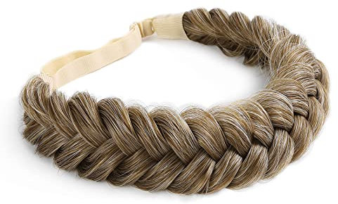 TOECWEGR Extensions Haarband Haarreifen Zopf Geflochten Classic Chunky Wide Plaited Wedding Fluffy Braids Wig Women Girl Beauty Accessory (Marsbraten)