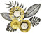 Mex 3D Wandbild aus Metall mit Blumen Metallbild Gartendeko Dekowandbild Wanddeko aus Metall Gold Schwarz Weiß 50 x 40cm