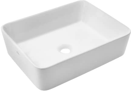 VBChome Waschbecken 47,5 x 37,5 cm Rechteck Keramik Weiß Oval Waschtisch Handwaschbecken Aufsatzwaschbecken Waschschale Gäste WC