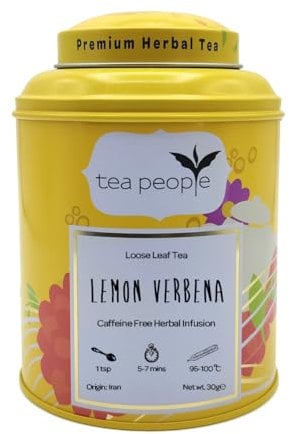 Tea People Lemon Verbena – 30g Tin Caddy (30 cups) – Caffeine Free Herbal Tea - 100% Natural Whole Leaves