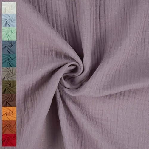 Musselin Stoff Sunny, Double Gauze, altlila (Länge am Stück: ab 50cm / Breite: 130cm)
