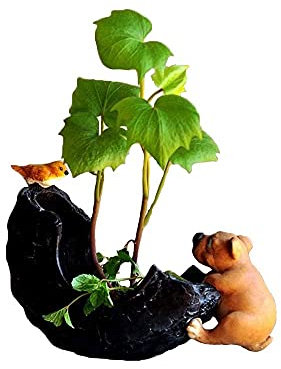 NICETOW Vaso de Flores Suculentas Plantas Verdes artificiais Vaso de fadas Criativa Decoração de casa Artesanato para crianças Presente Coleção diária Animal Bonito Cachorro Bonito Vaso de Flores de