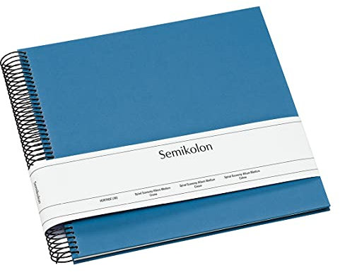 Semikolon 364026 Spiral Album Economy Medium - 23x22,3 cm - Fotoalbum, 40 Seiten cremeweiß, Fotobuch, azzurro hell-blau