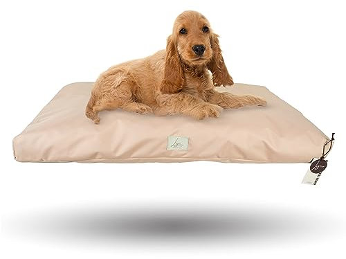 Ligo Tommy - Materasso per Cani Idrorepellente e AntiGraffio, Realizzato in Italia. Cuscino Cuccia per Cane AntiGraffio antimacchia Perfetto per l'uso Interno ed Esterno. (M: 100 x 60 cm, BEIGE)