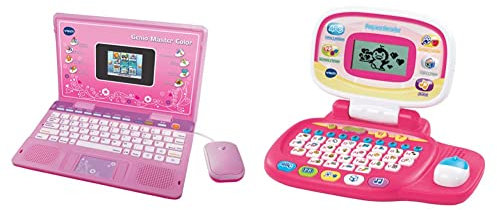 VTech - Genio Máster Color Bilingüe, Ordenador portátil niños, Pantalla a Color + Pequeordenador Juego Interactivo Niños, Color Rosa, única (80-155457)