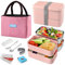 HOLIPOT Fiambrera, Bento Lunch Box Estilo Japonés con Bolsa Termica Porta Alimentos, Cuchara y Tenedor Para Adultos Niños