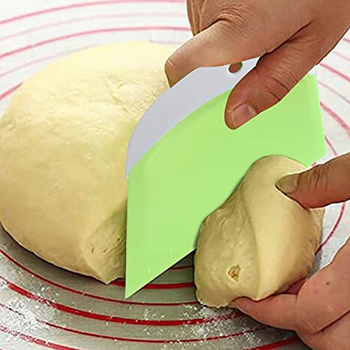 Raschietto per Pasta di Pane, 2 Pezzi Raschietto da Forno Raschietto per Panna in Plastica Spatola Tagliapasta Utensile da Cucina per Pasticceria per Raschiare Pala per Tagliare (74073-1 Verde)