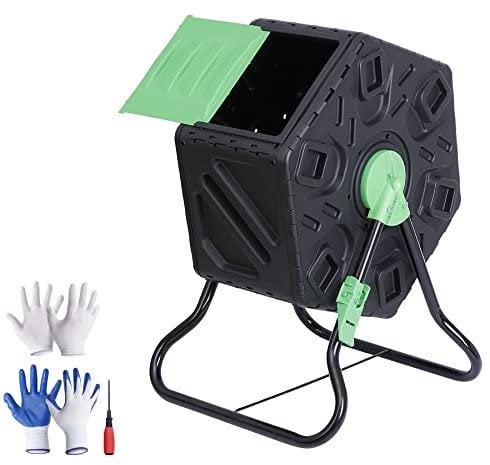 Nouva 18.5 Gallon Compost Bin Small Composter Tumbler Rotating Chamber Garden Composter Bin with Steel Frame Outdoor Kitchen Garden Yard