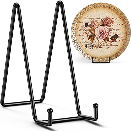 TR-LIFE Dish Display Stands, 10 Inch, Large Metal Plate Stands, Photo Frame Stands, Small Stand for Decorative Dishes, Books, Plaques, Photos and Table Art, Pack of 2