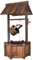 GOPLUS Gartenbrunnen aus Tannenholz, Dekorativer Holzbrunnen mit Wasserfall & Wasserpumpe, Wunschbrunnen mit Dach für Garten, Hof, Balkon & Terrasse, 59 × 56 × 115cm, Braun