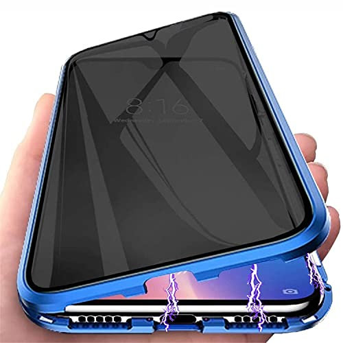 PingGoo Privacy Magnetische Hülle für Samsung Galaxy S8, Anti Peep Magnetic Schutzhülle Case Cover,9H Gehärtetes Glas,Privacy Display Protector Metallrahmen Anti Spy Case Cover, Blau