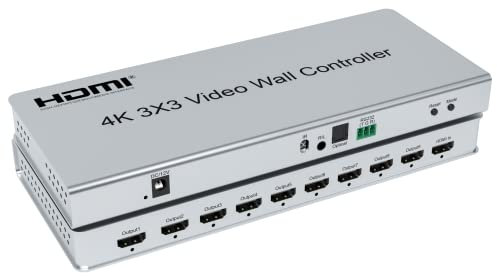 XYKJOBC 4K 3x3 Video Wall Controller 1X3 1X4 2x3 2X4 3x4 4x4 4X2 HDMI TV Video Wall Controller 9 canales Multi - Pantalla Empalme Processor con RS232