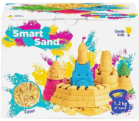 Genio Kids Smart Sand 1200g de Arena Mágica no Toxica para Niños, Recarga de Arena Mágica para Mezclar, Arena para Jugar y Modelar Natural Color