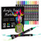 Sonlaryin Rotuladores Acrilicos 24 Colores 12 Piezas, Rotuladores de Pintura Acrílica Doble Punta con Fina y Pincel, Rotuladores para Roca, Cristal, Cerámica, Plastico, Tela, Metal