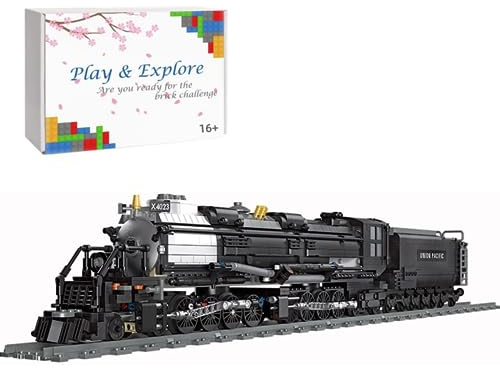 Technik Zug Eisenbahn Bausteine Modell, 1608 Klemmbausteine Big Boy Dampflokomotive Modell Bauset, Technik City Güterzug mit Schiene Bausatz, Compatibel mit Lego Technic