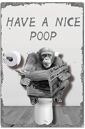 SUPERDANT Metallschild Netter AFFE Blechschild Lustige Toilette Vintage Schild Haben Sie EIN schönes Poop Metall Zeichen Retro Badezimmer WC Dekor für Toilette Erinnerungs Zeichen