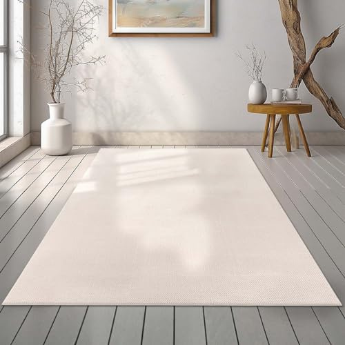 Taracarpet Kunstfell Uni Polyester Teppich Einfarbig in Hasenfell-Optik fürs Wohnzimmer Schlafzimmer und Kinderzimmer Beige 120x170 cm