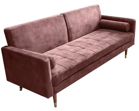 Riess Ambiente Modernes Schlafsofa Couture 196cm Altrosa Microvelours 3-Sitzer Couch Bettfunktion Ink. Kissen Schlafcouch Sofa Couch