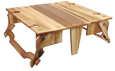 ORFOFE Faltbarer Picknickkorb-Tisch Aus Holz Tragbarer Tisch Für Camping Strand Und Picknicks Vielseitiger Essplatz Für Snacks Und Getränke Leichtes Glattes Material Für Drinnen Und
