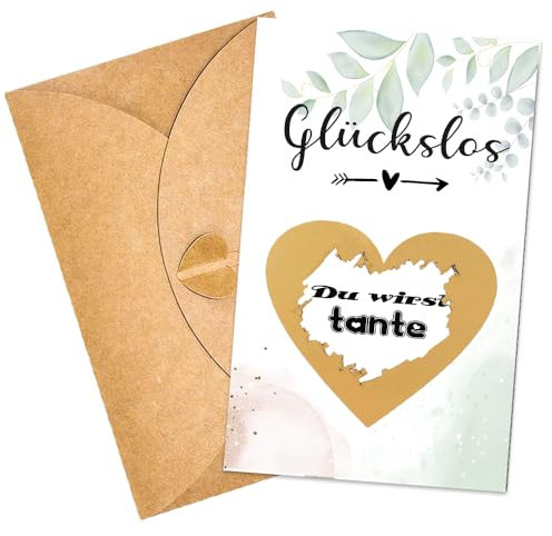 ZELAITE Schwangerschaft verkünden Tante mit Rubbelkarten, Rubbelkarte Du wirst Tante mit Kuvert, Überraschung Geschenke für die Familie zum Schwangerschaft verkünden (Tante)