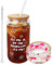 WALLFID 16oz Glas Kaffeetassen mit Deckel und Strohhalm for Singer Fans,mit Freundschaftsarmbänder-Set, Freundschafts-Geburtstagsgeschenk für Musikliebhaber,für Mädchen und Damen(It‘s Me)