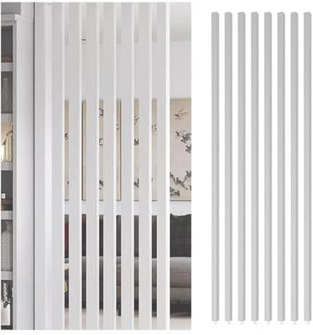 Raumteiler Trennwand, Paravent Raumtrenner Weiße Trennwand Raumtrenner Stützsäule, 8 Stück Hölzerne Latten Trennwand-Säule für Home Office Hotel Schönheitssalon Trennwand, 70 -240cm Sichtschutzwand(H-