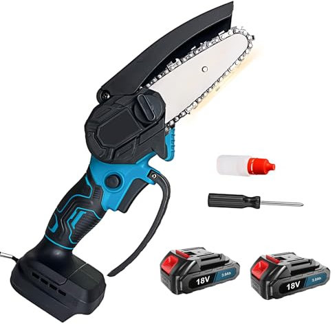 18V Akku Kettensäge mit 2x 3.0AH Akku, 4 Zoll Mini Kettensäge,Tragbare Mini-Kettensäge, für Baumzweige, Hof, Haushalt und Garten