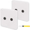 Acmerota Double Prise d'antenne TV/FM, Double Port coaxial, Plaque de Prise Murale pour TV ou Connexion d'antenne coaxiale FM, Maison, Bureau, école, Blanc, Bord carré (Lot de 2)