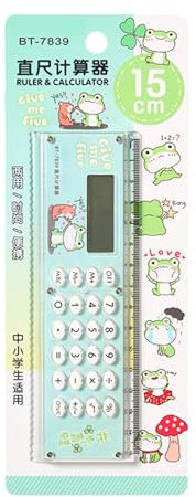 Petite Calculatrice Portable | Calculatrice De Règle 2-en-1 MiniDessin Animé Mignon Règle Cadeau Ordinateur Version Coréenne Fournitures d'apprentissage Créatives Personnalisées pour Étudiants 15 Cm,