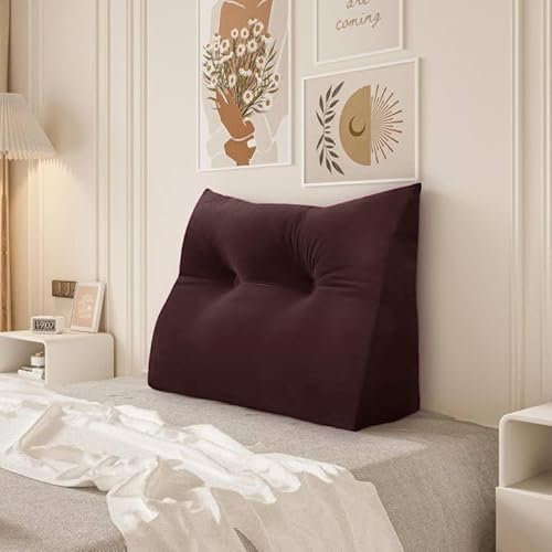BNCKTRD Kopfende Großes Rückenkissen Bequemes Lesekissen und Rückenteil im Bett Rückenlehne Kopfkissen Langes XXL Kissen für Sofa, Couch, Wandkissen Polster Samt Schokobraun 80cm