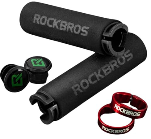 MUGI - Puños de Bicicleta MTB BMX 13 cm | para Manillar de Diámetro 22,2 mm | Espuma Antideslizante | Cómodos y Resistentes a Golpes | Fácil Instalación | Bici de Ruta y Montaña (Negro-Rojo)